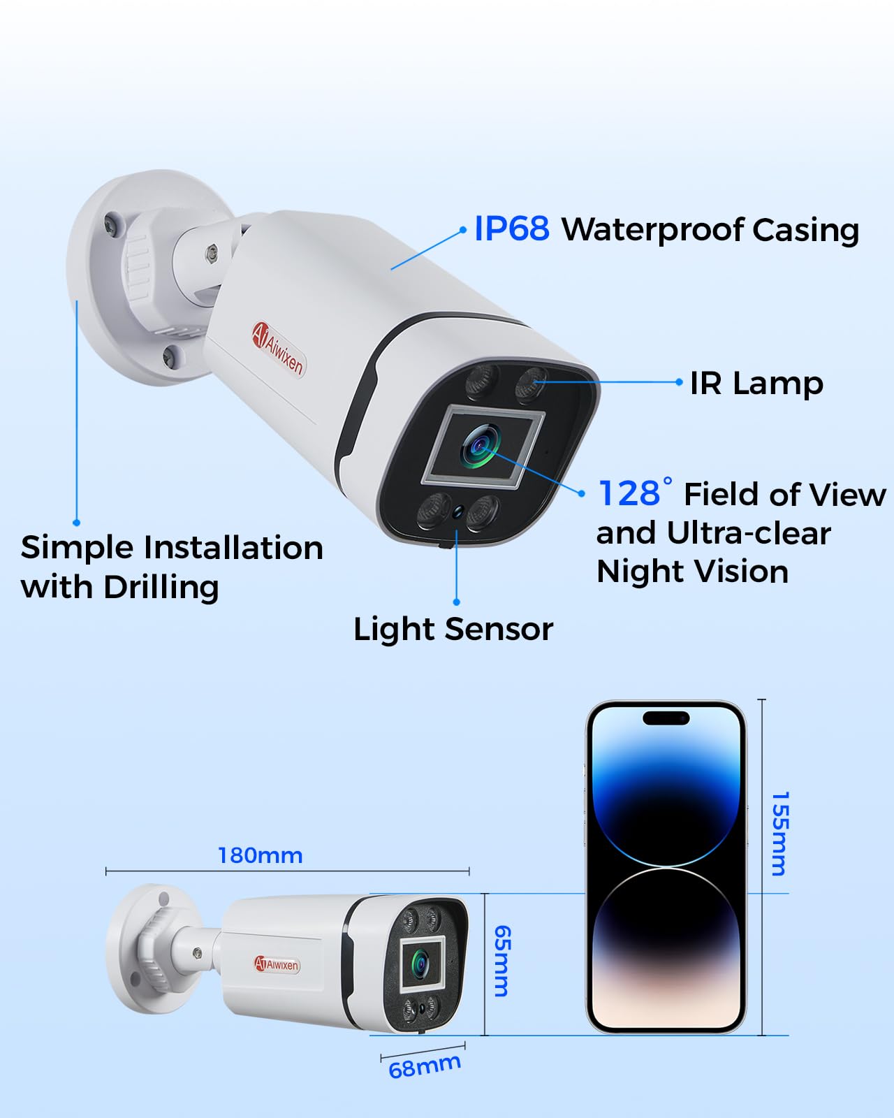 5MP 2k HD Wired Security Camera